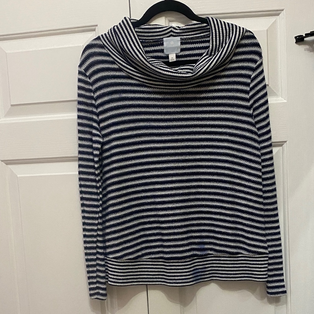 Jordan Navy and White Striped Cowl Neck Sweater